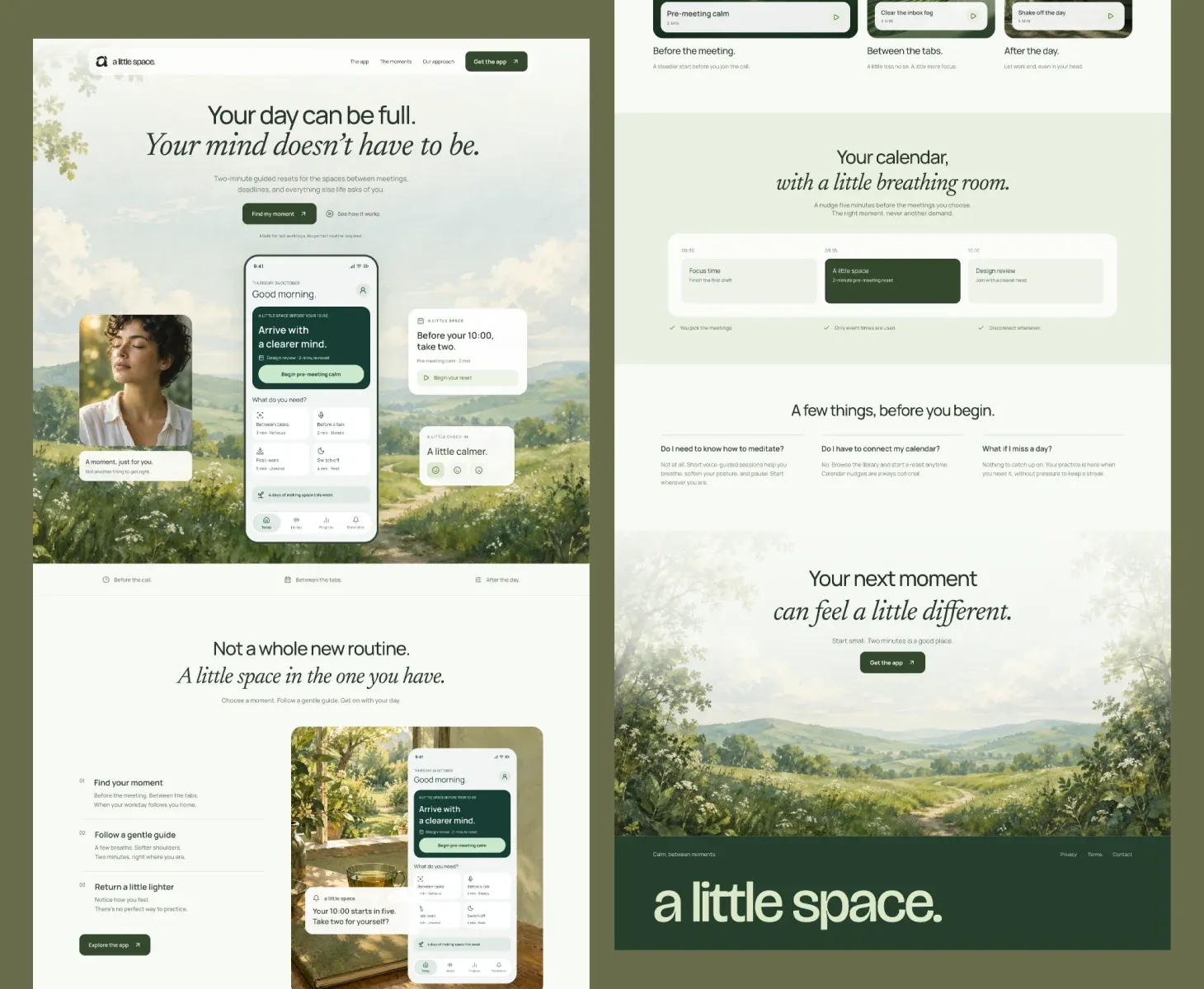 A little space — Brand identity, Product design, Web design, Responsive design project presentation
